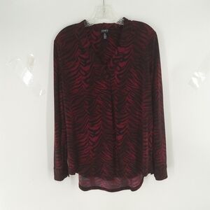 jones new york animal print large long sleeved blouse